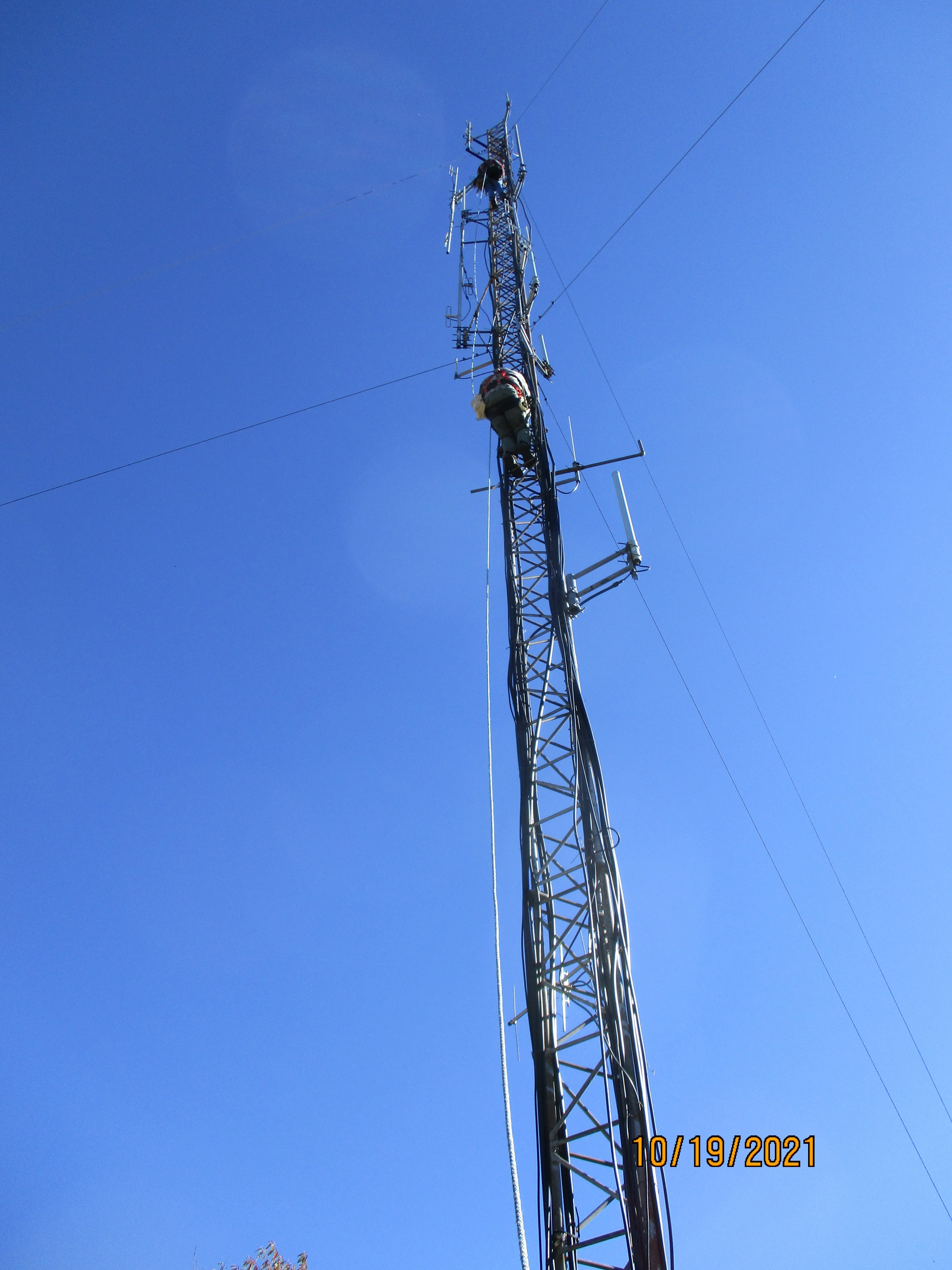 Climbing up to install GMRS Antenna